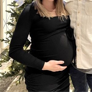 Black Long Sleeve Maternity Dress with Tie- size small